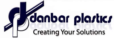 Logo for Danbar Plastics featuring a stylised “dp” design in navy blue beside the company name in lowercase navy text and the slogan “Creating Your Solutions” in black below.