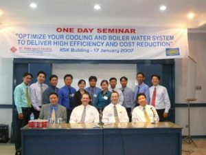 Group photo of Tandex representatives and Indonesian agents attending a one-day seminar on optimising cooling and boiler water systems held in 2007.
