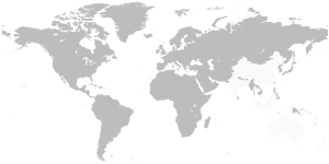 World map with countries shaded in white to show regions where Tandex has agents, including Australia, parts of Asia, and selected international locations.