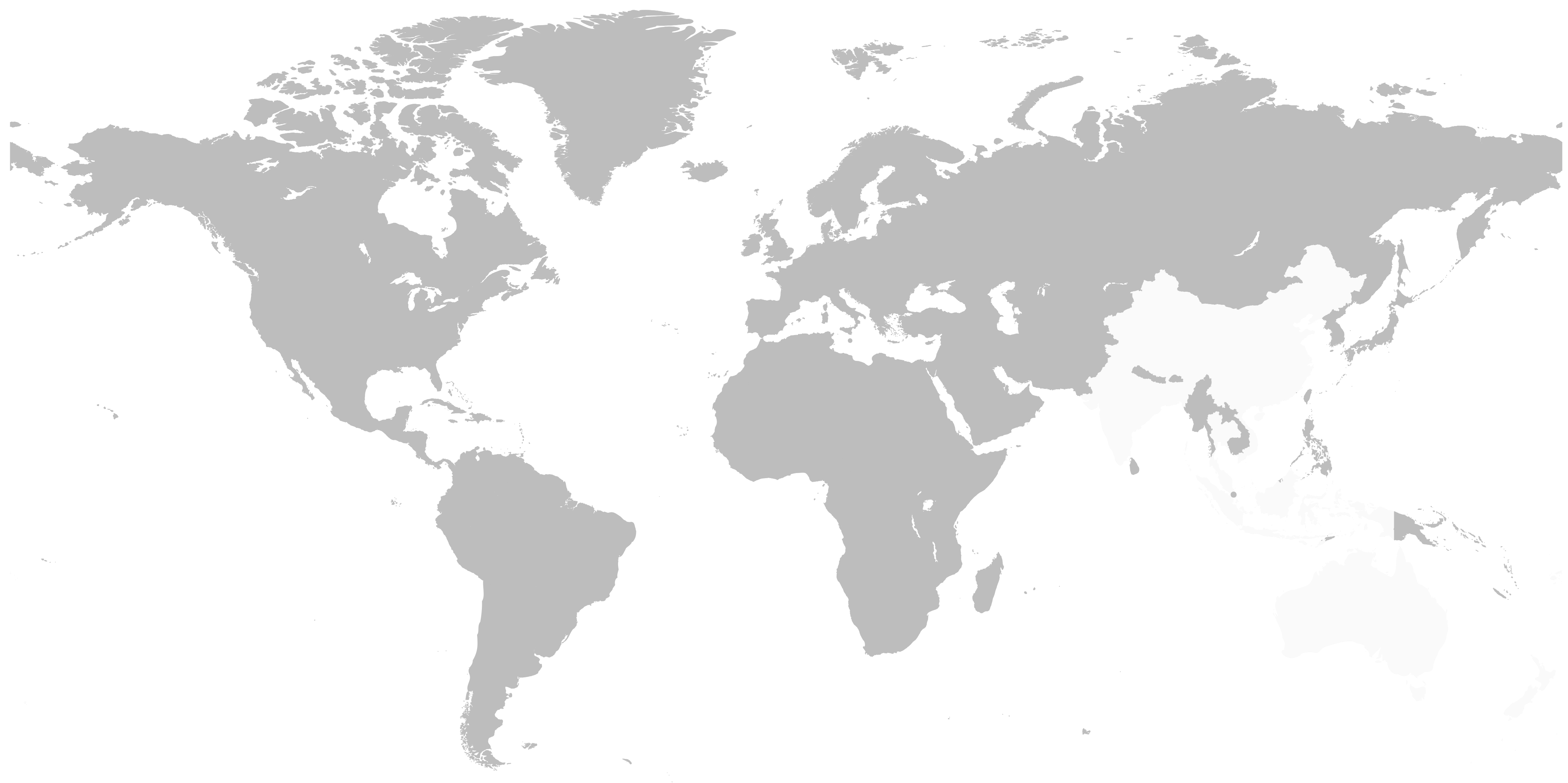 World map with countries shaded in white to show regions where Tandex has agents, including Australia, parts of Asia, and selected international locations.