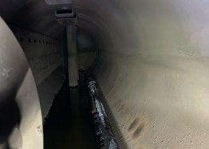 Internal view of a boiler drum after Tandex water treatment, showing clean metal surfaces with scale removed and minimal deposit build-up compared to the pre-treatment condition.